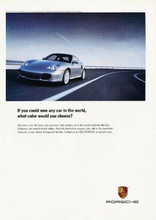 2001 2002 Porsche 911 Turbo Advertisement Print Art Car Ad D57