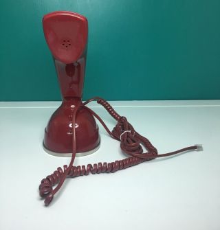 Pf Product Vtg.  Red Mercer Cobra Design Metal Finish Push Button Dialer Phone