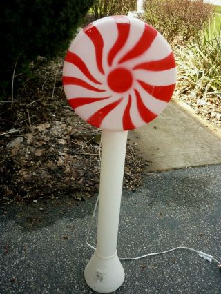 Christmas Union Red Peppermint Swirl Lollipop Blowmold Yard Decor 33 "