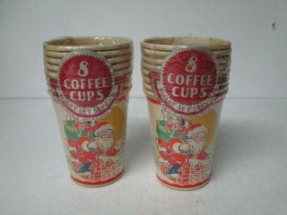 16 Vintage Christmas Party Paper Cups In Packages - Santa Claus