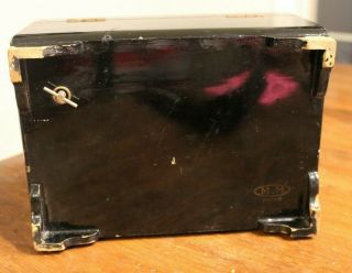 VTG 1940 ' s? Black Lacquer hand painted Japan Jewelry music box antique 5
