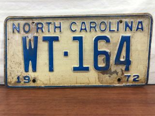 Barn Find Vintage Antique Automobile 1972 North Carolina License Plate 72 Nc.