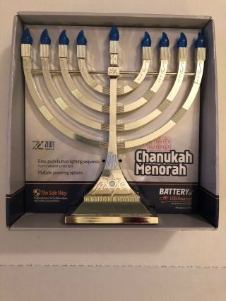 Chanukah Menorah Battery Operated Usb Led Blue Candles