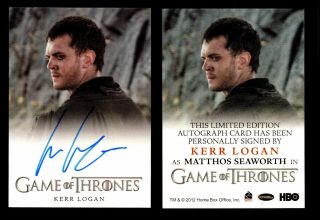Game Of Thrones Season 4 Kerr Logan As Matthos Seaworth Autograph Card
