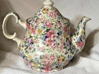 Vintage - 1972 - 1984 Laura Of Staffordshire England Teapot In A Chintz Pattern