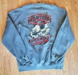 Vintage Chevy The Heartbeat Of America Gray Crewneck Sweatshirt Size Medium Rare