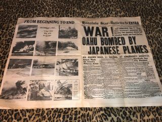 Honolulu Star Bulletin December 7,  1941 Pearl Harbor Newspaper Complete