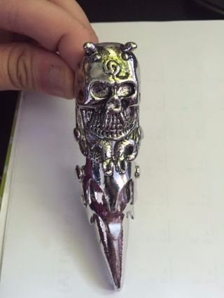 Chrome Armor Full Finger Claw Ring Punk Goth Metal Bones Skull - Snake Skull