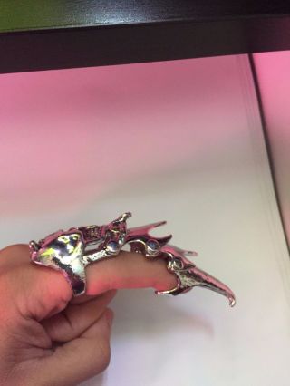 Chrome Armor Full Finger Claw Ring Punk Goth Metal Bones Skull - Snake Skull 3