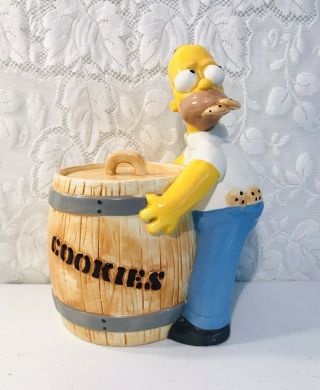 1995 Treasure Craft Simpsons Cookie Jar Homer Barrel With Lid Rare Vintage