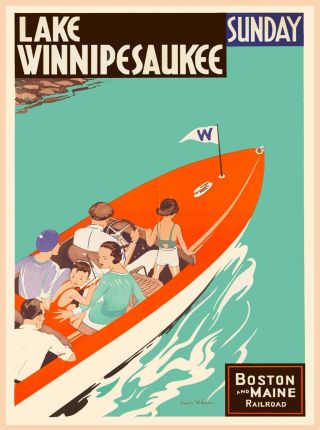 Lake Winnipesaukee Hampshire United States Travel Advertisement Art Poster