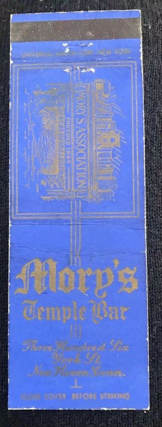 Matchbook Cover Mory’s Temple Bar Haven Ct
