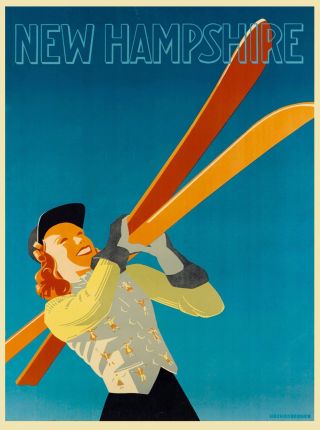 Hampshire Ski Girl United States Vintage Travel Advertisement Art Poster