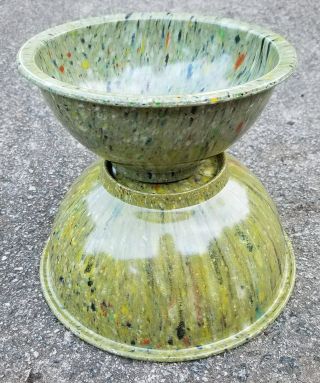2 Vintage Green Gray Melmac Melamine Confetti Spatterware Bowls 118 & 111