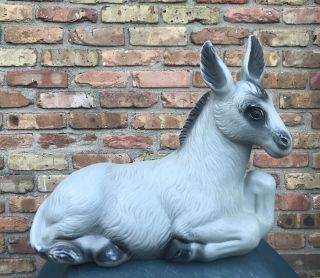 Vintage Poloron Blow Mold Donkey Nativity Animal Lighted Christmas 20” Grey