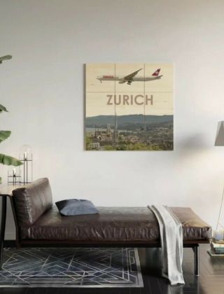 Swiss Boeing 777 Over Zurich Art - 3 