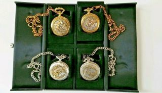 Walt Disney Commemorative Mickey Mouse Theme Park Pocketwatch Set Of 4 Numbered