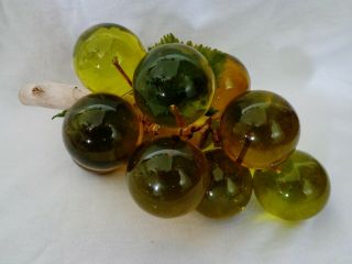 Vintage 1960’s Lucite Acrylic Green Grape Cluster On Stem