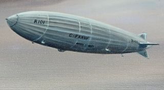 Ill - Fated Rigid Airship R - 101 Art Oil Painting By D.  G.  Chatfield 1976
