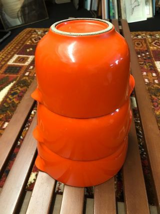 Vintage Rosti Mepal Melamine Orange Mixing Bowls Made In Denmark 2l 3l 4l Mcm