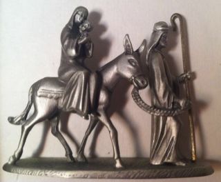 Creed Mary Joseph Baby Jesus Donkey Handcrafted Fine Pewter