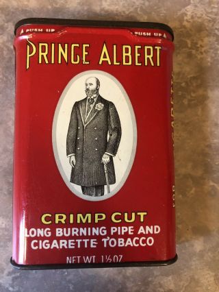 Vtg Prince Albert Crimp Cut Long Burning Pipe & Cigarette Tobacco Tin Can Full