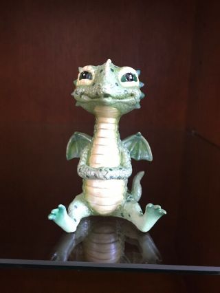 Green Baby Dragon Collectible Serpent Figurine Statue Reptile Gift Resin Perfect