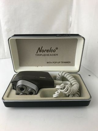 Vintage Norelco Adjustable Tripleheader Electric Shaver Razor Sc 8130 In Case