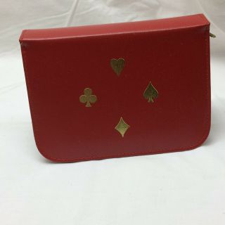 Vintage Red Leather Playing Card Game Case W/ Score Cards Rummy Austria