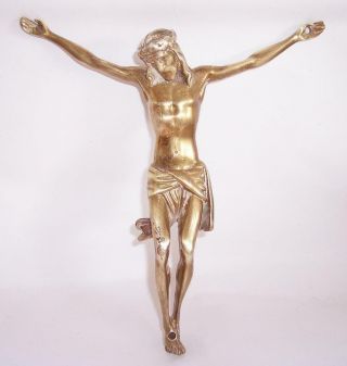 Antique/vintage Large Heavy Solid Brass Jesus Crucifix Figure 7 " High