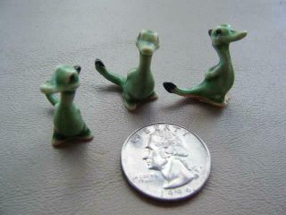 Retired Renaker Ceramic Miniatures Green Dragon Set Of 3 Mid - Century Vintage