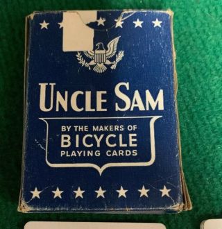 Vintage Wwii Uncle Sam Pinochle Playing Cards Blue Deck From Bicycle Uspcc