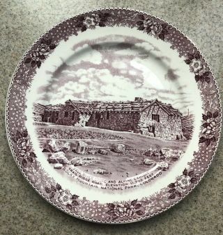 Vtg Old English Staffordshire Ware Red Souvenir Plate Rocky Mountain Colorado 7 "