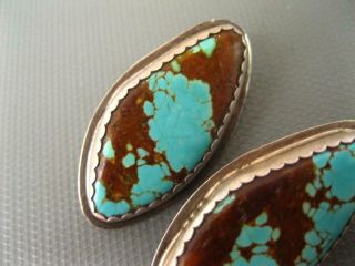 Jimmy Calabazas CA ' WIN Kewa Pueblo Sterling Number 8 Turquoise Pierced Earrings 5