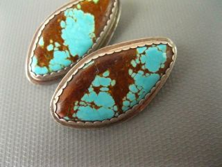 Jimmy Calabazas CA ' WIN Kewa Pueblo Sterling Number 8 Turquoise Pierced Earrings 6