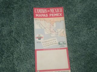 Vintage 1964 Mexico Road Map - Caminos De Mexico Mapa Pemex Gasolmex Especial