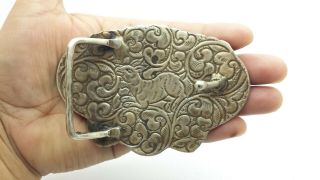 Chinese Export Dragon Turquoise Sterling Silver 925 Belt Buckle 70g POE603 3