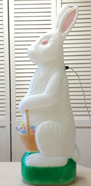 Easter Bunny Blow Mold W/ Basket Of Eggs - Vtg - 31 " Ht.  - W/ Cord