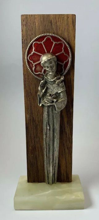 Vintage St.  Francis Of Assisi Religious Catholic Marble,  Wood It/588