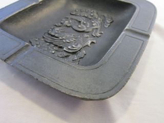 Vintage cast iron ashtray coin dish 4 notches,  heavy KISSING PEACOCKS 5