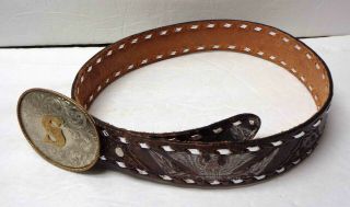 Vintage Montana Silversmiths German Silver Belt Buckle With Belt