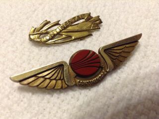 Vintage Continental Airlines Set Of 2 Wing & Concord Jet Pins