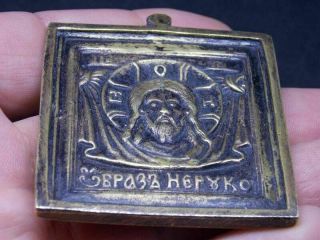 Antique Russian Orthodox bronzes enamel Icon Нерукотворный икона 6
