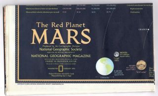 The Red Planet Mars 1973 Vintage National Geographic Map Wall Poster