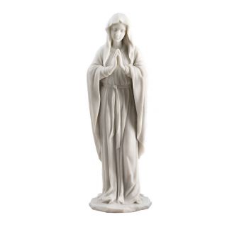 Virgin Mary Statue Small 11.  5 " Figurine White Vintage Style Sculpture Home Decor