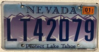 Nevada Purple Mountains " Protect Lake Tahoe " License Plate 420