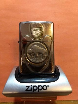 Zippo Lighter - Native American Indian Arrowhead With Buffalo Nickel