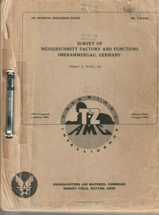 Survey Of Messerschmitt Factory & Functions Oberammergau 1946 - Luftwaffe