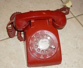 Western Electric Bell Rotary Dial Telephone Red Desk Phone Vintage 1973 Ser 500