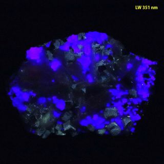 Bb: Blue Fluorite W/ Cerussite,  Galena Etc: Fine Fluorescent From Mex - Tex Mine